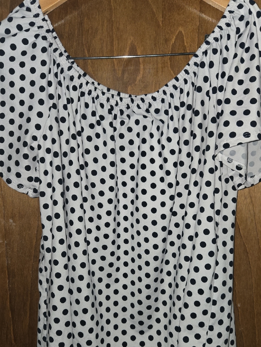 Polka Dot Off-Shoulder Women’s Top - Black & White